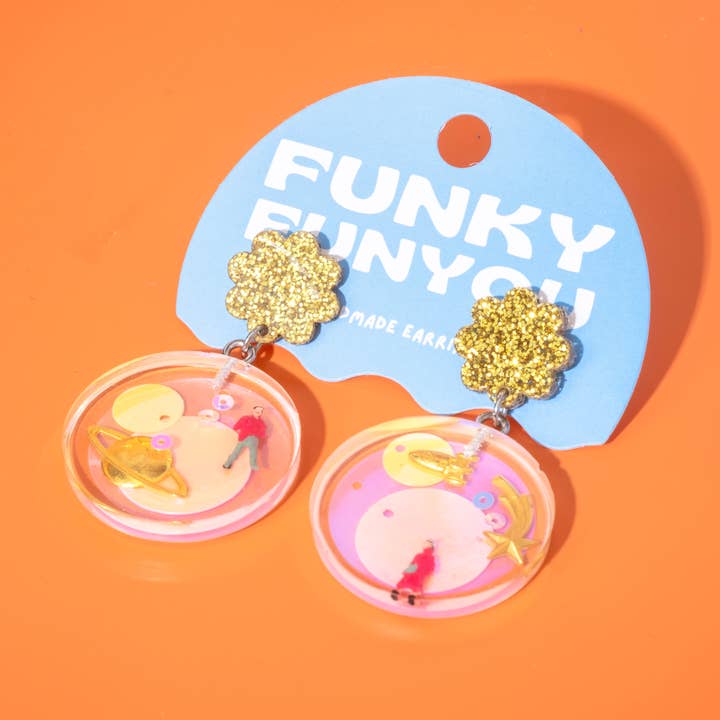 Funky Fun You - Wholesale Dangle earrings - SPACEY Handmade Statement Dangle Earrings in Epoxy Resin1