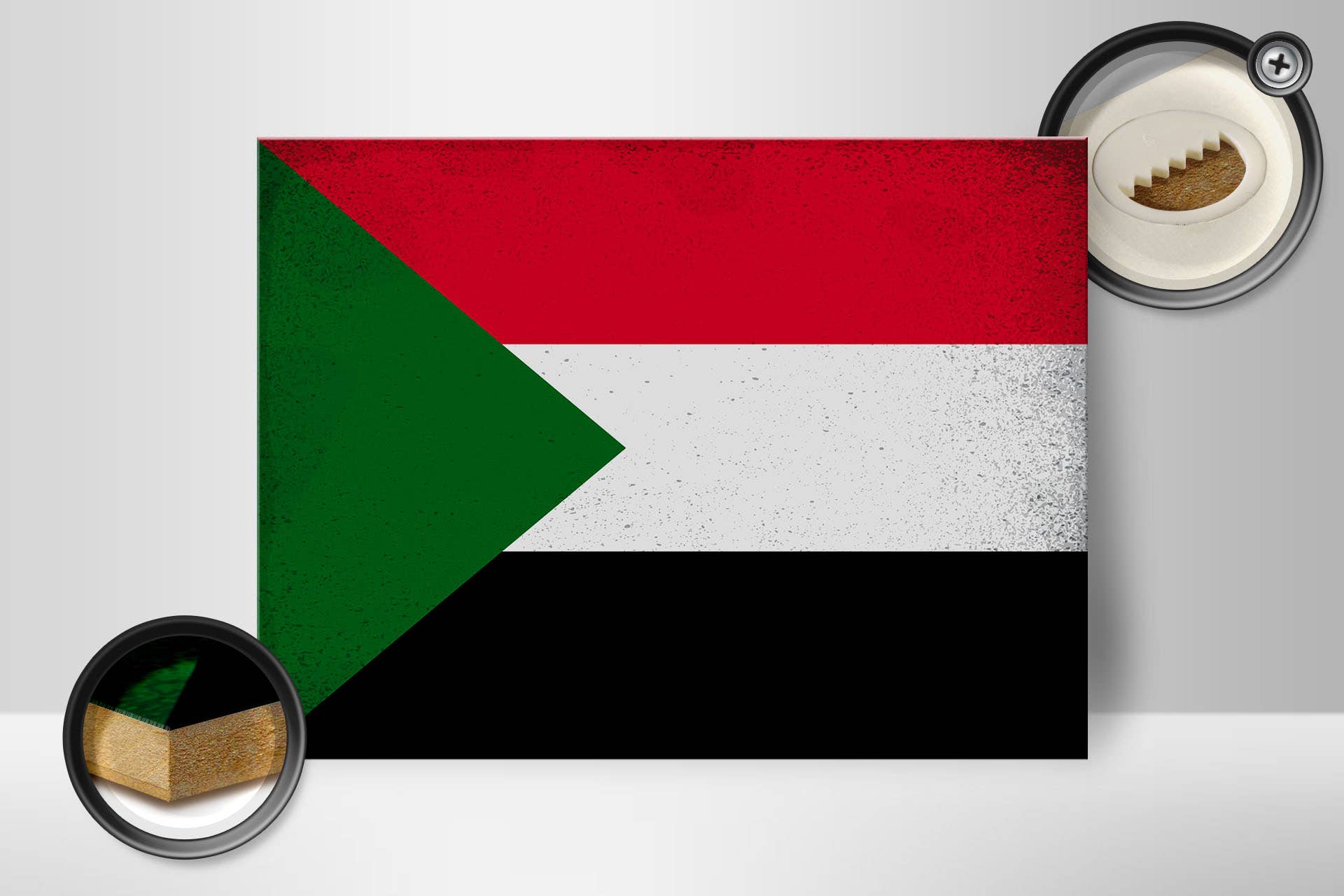 Femer - Vente Pancarte - Drapeau du Soudan Panneau vintage en bois 40 x 30 cm1