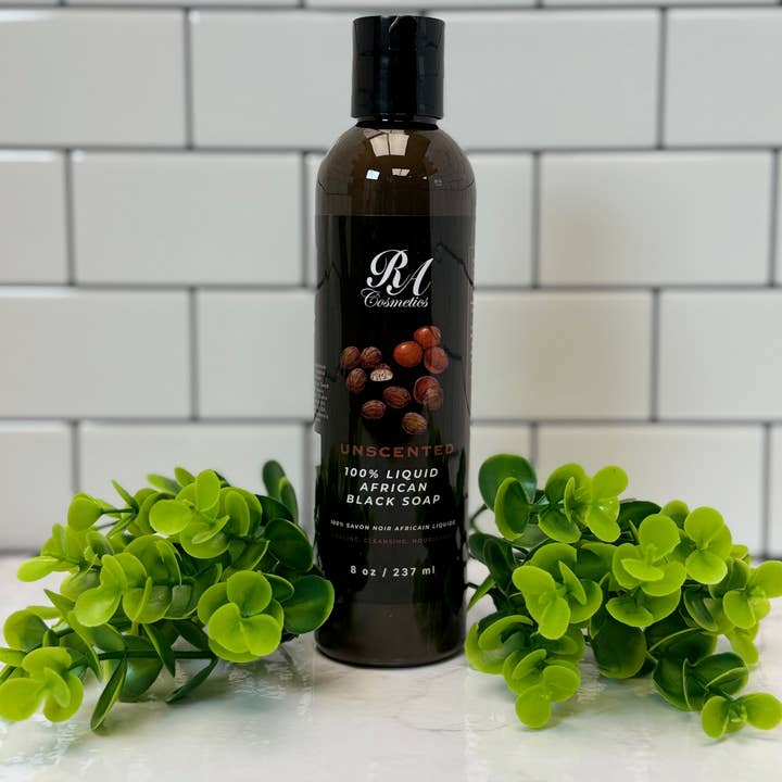 RA Cosmetics - Wholesale Body Wash/Shower Gel - 100% Liquid African Black Soap, Unscented - 8oz0
