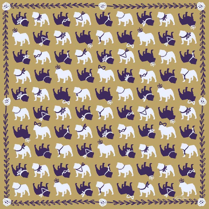 Spirit Bulldog in Gold Bandana Scarf for wholesale by KEVA