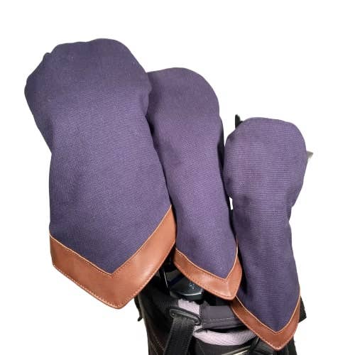 *Customizable* Washed Navy Canvas Golf Head Cover Set for wholesale by Bellemonde