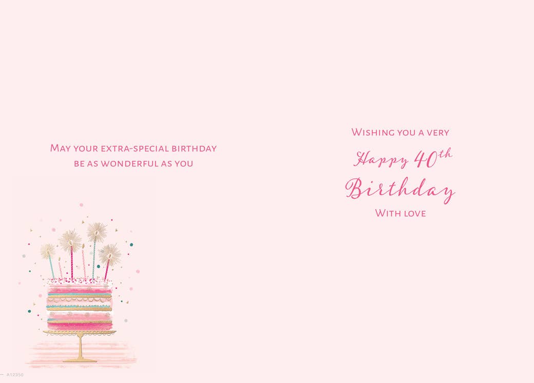 Piccadilly Greetings - Wholesale Birthday Card - Milestone Age Birthday Card, Age 40 Daughter, Cake1