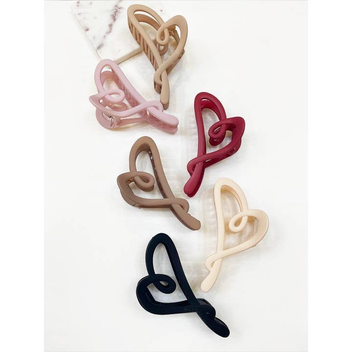 MIX COLOR Matte Heart Hair Claw Clip for wholesale on Faire