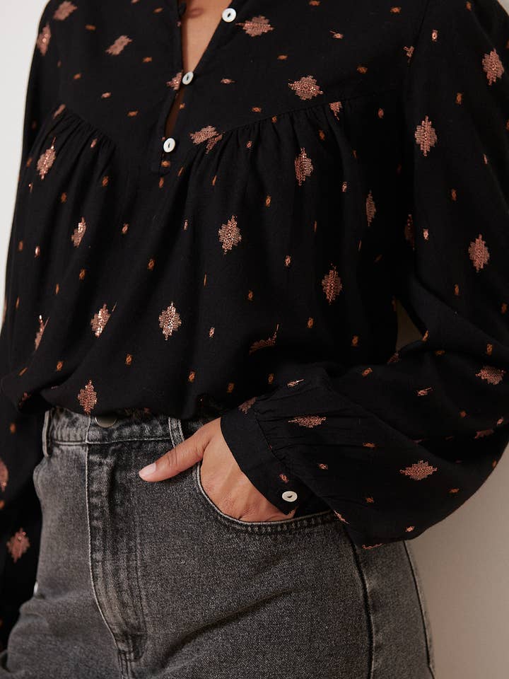 Garance Paris - Wholesale Blouse - Women's - Embroidered feather blouse - PERLE