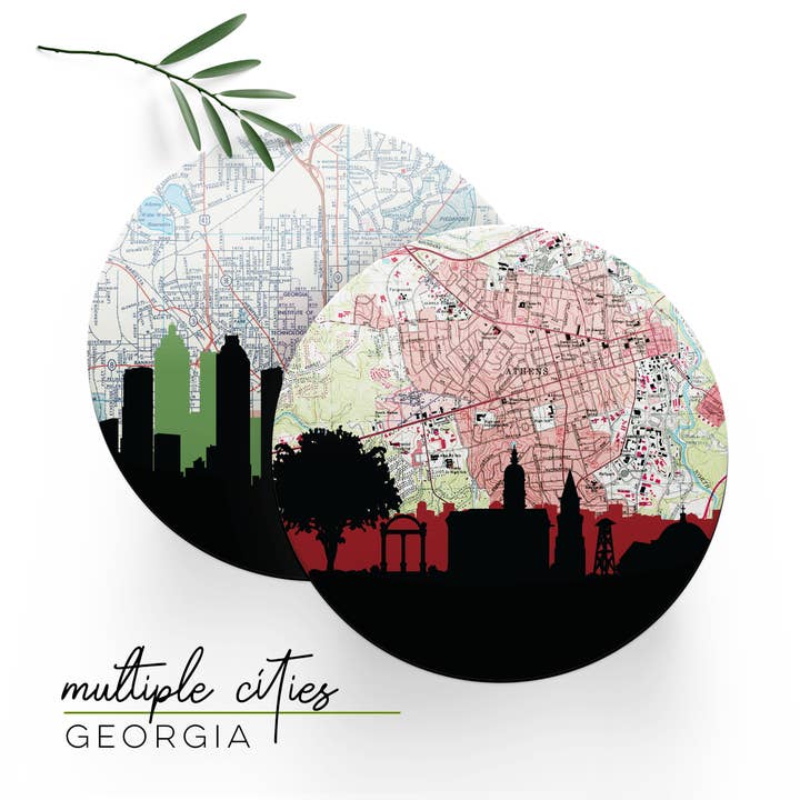 Set de 4 dessous de verre Georgia | plusieurs villes pour la vente par Paperfinch Design