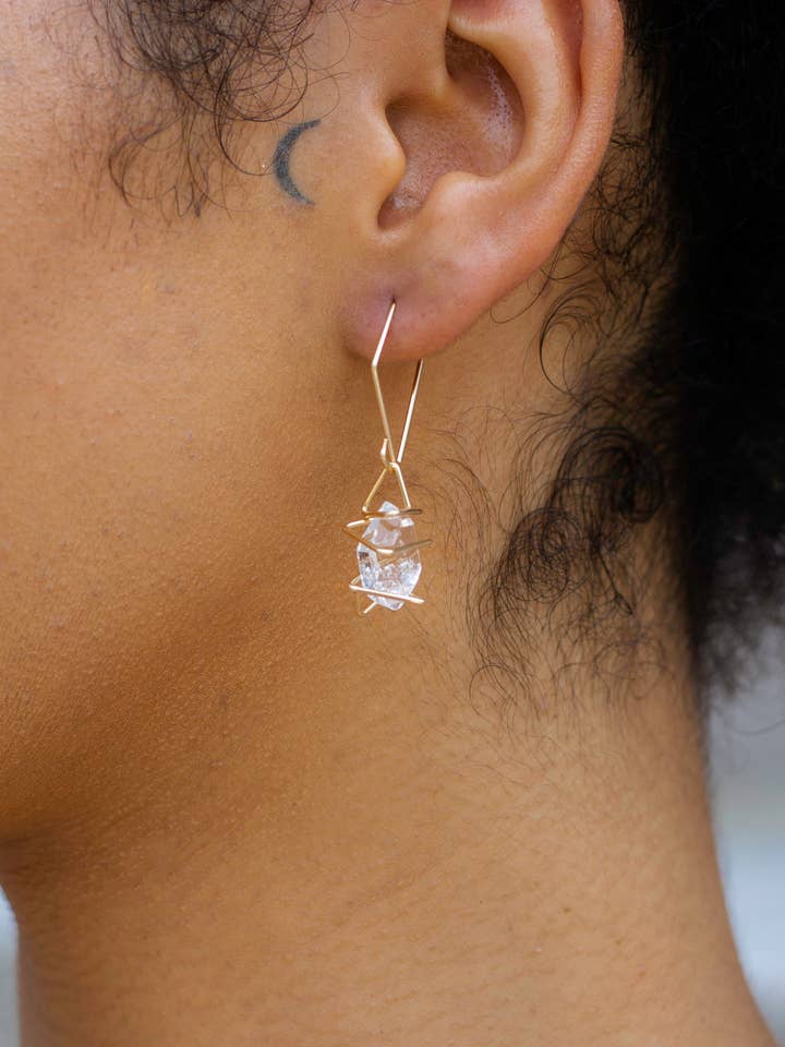 Brincos de gota de cristal Herkimer Geo por atacado de Aimee Petkus Jewelry