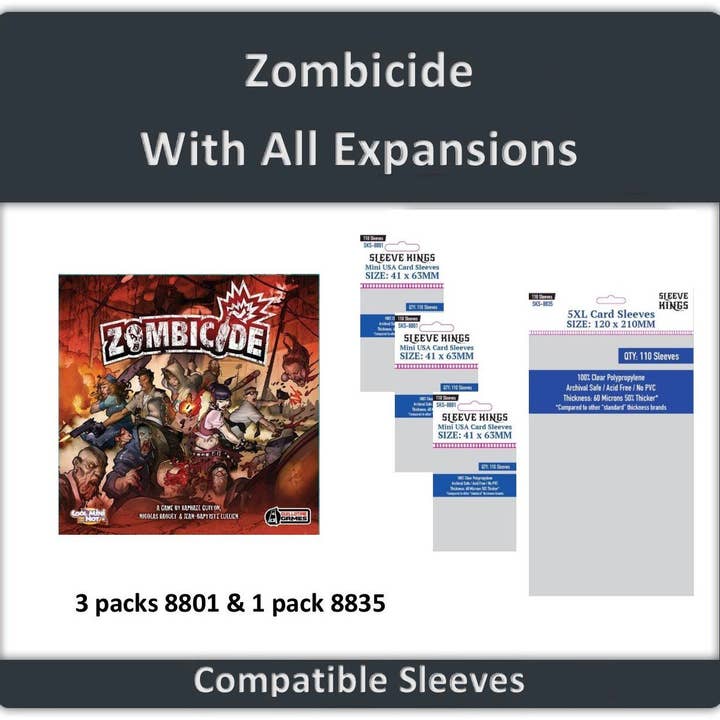 "Zombicide + All Expansions" Sleeve Bundle for wholesale by Mayday Games