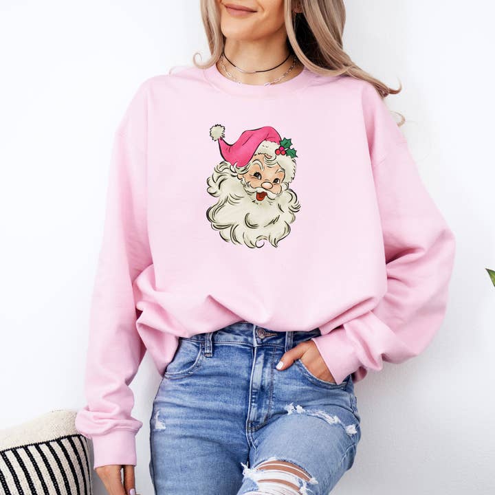 Sweat Père Noël rose pour la vente par Merry May