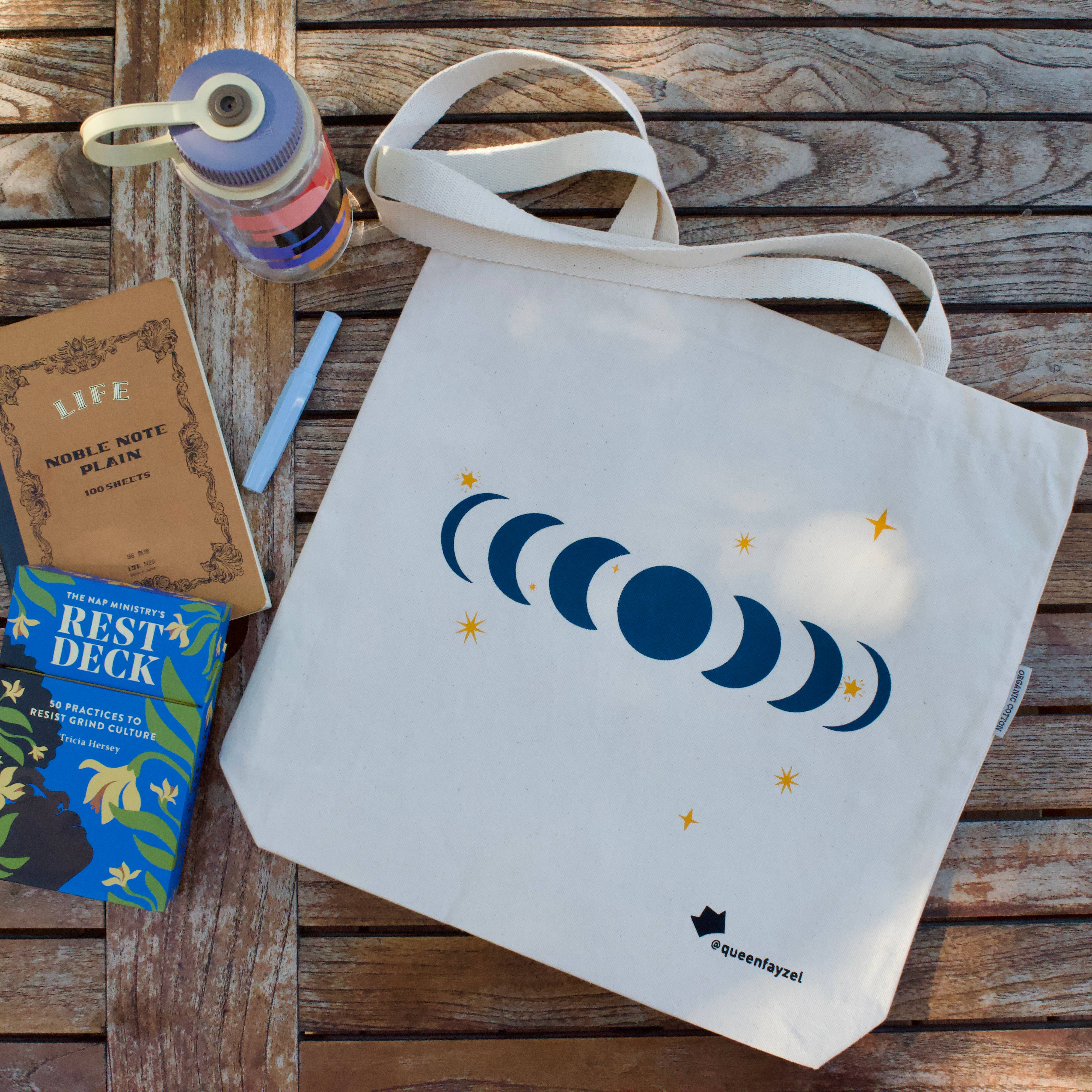 Queen Fayzel - Wholesale Tote Bag - Unisex - Moon Phases Organic Canvas Tote Bag1