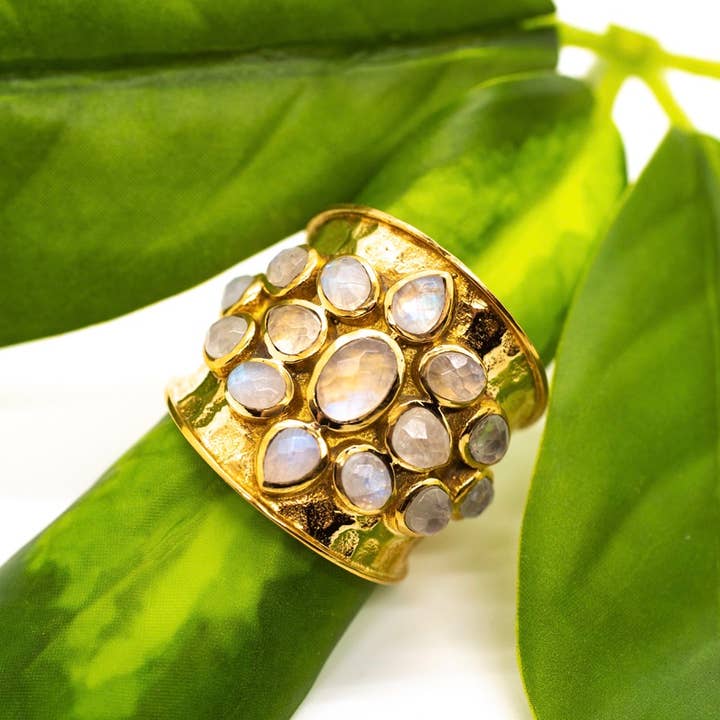 Moonstone Cluster Ring for wholesale by Baizaar