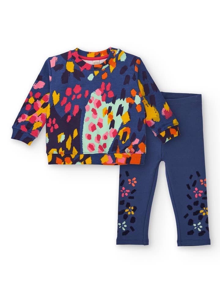 Girl's set of sweatshirt and multicolor print leggings for wholesale by tuc tuc