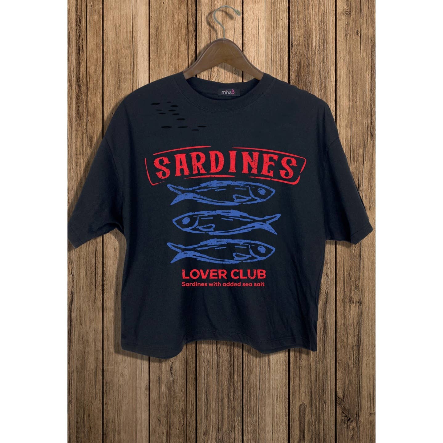 2&moon - Wholesale Screen Printed T-Shirt - Women's - SARDINES LOVER CLUB CROP TEE1