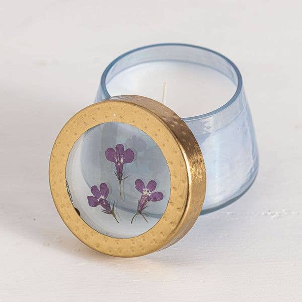 Rosy Rings - Wholesale Jar/Filled Candle - Berry Fig Small Watercolor Pressed Floral Candle