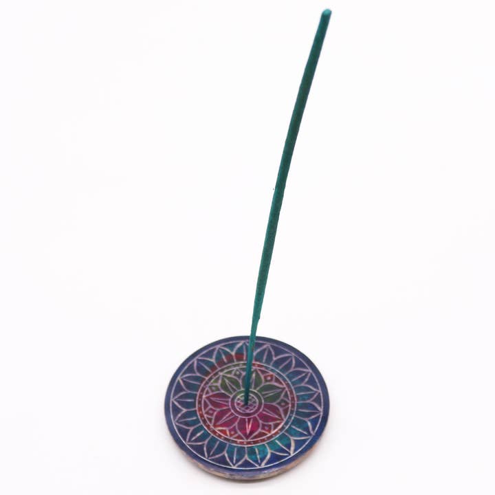AWGifts Europe - Wholesale Incense Holder - Soapstone Disc Incense Holder 8cm - Lotus in Lotus1