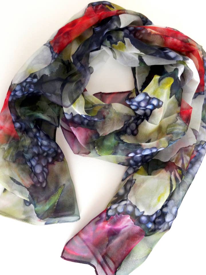 Bufanda de seda Winery Art - Bufanda escarpada de viña de primavera para ella para venta al por mayor de Silk Squirrel