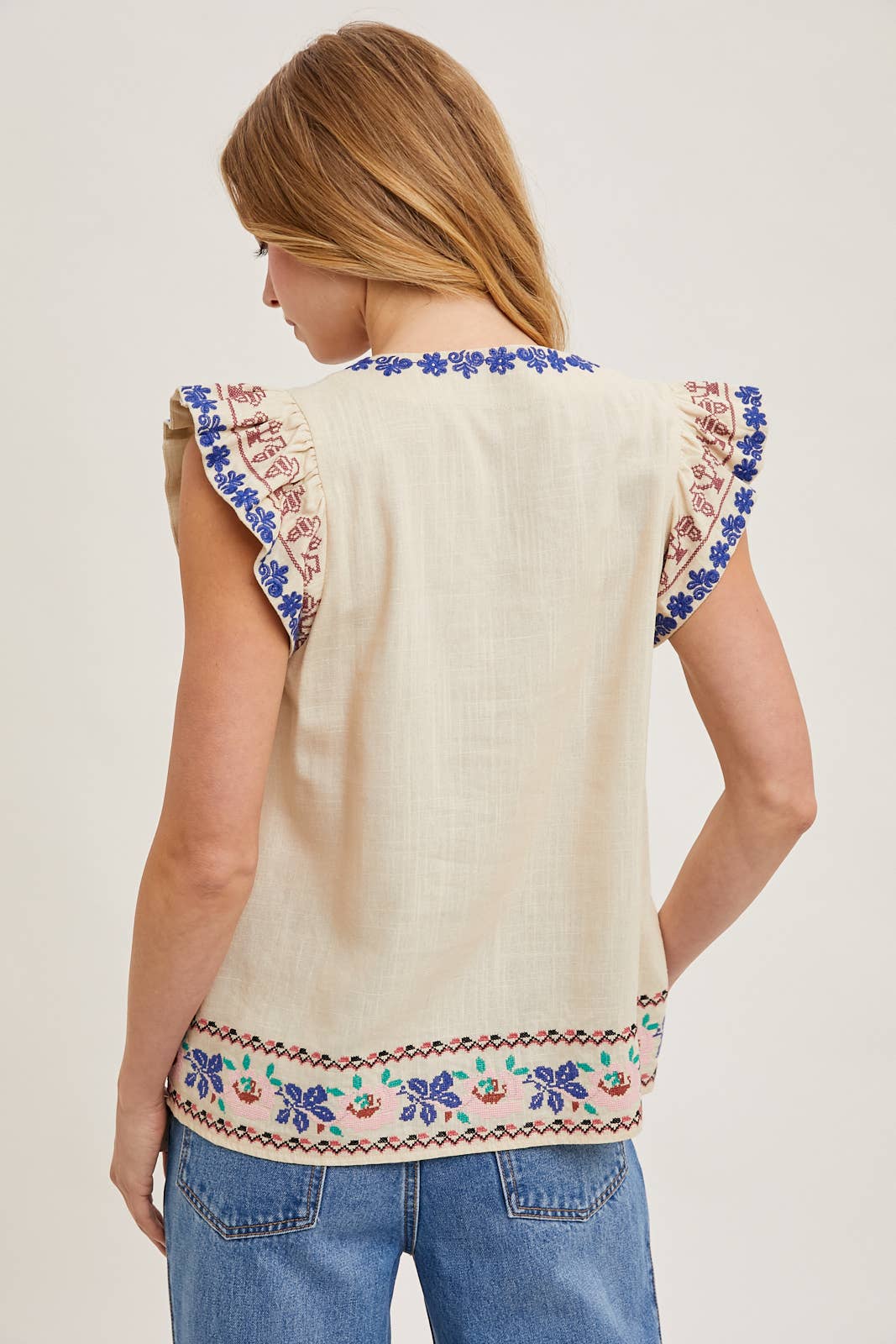 Bluivy - Wholesale Top - Maternity - BOHO EMBROIDERED RUFFLED SLEEVE DRAWSTRING TOP18