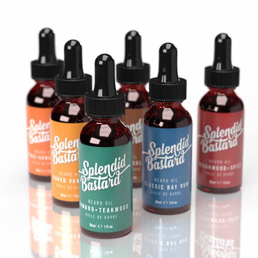 Pack de 6 huiles à barbe pour la vente par Splendid Bastard Beard Supply