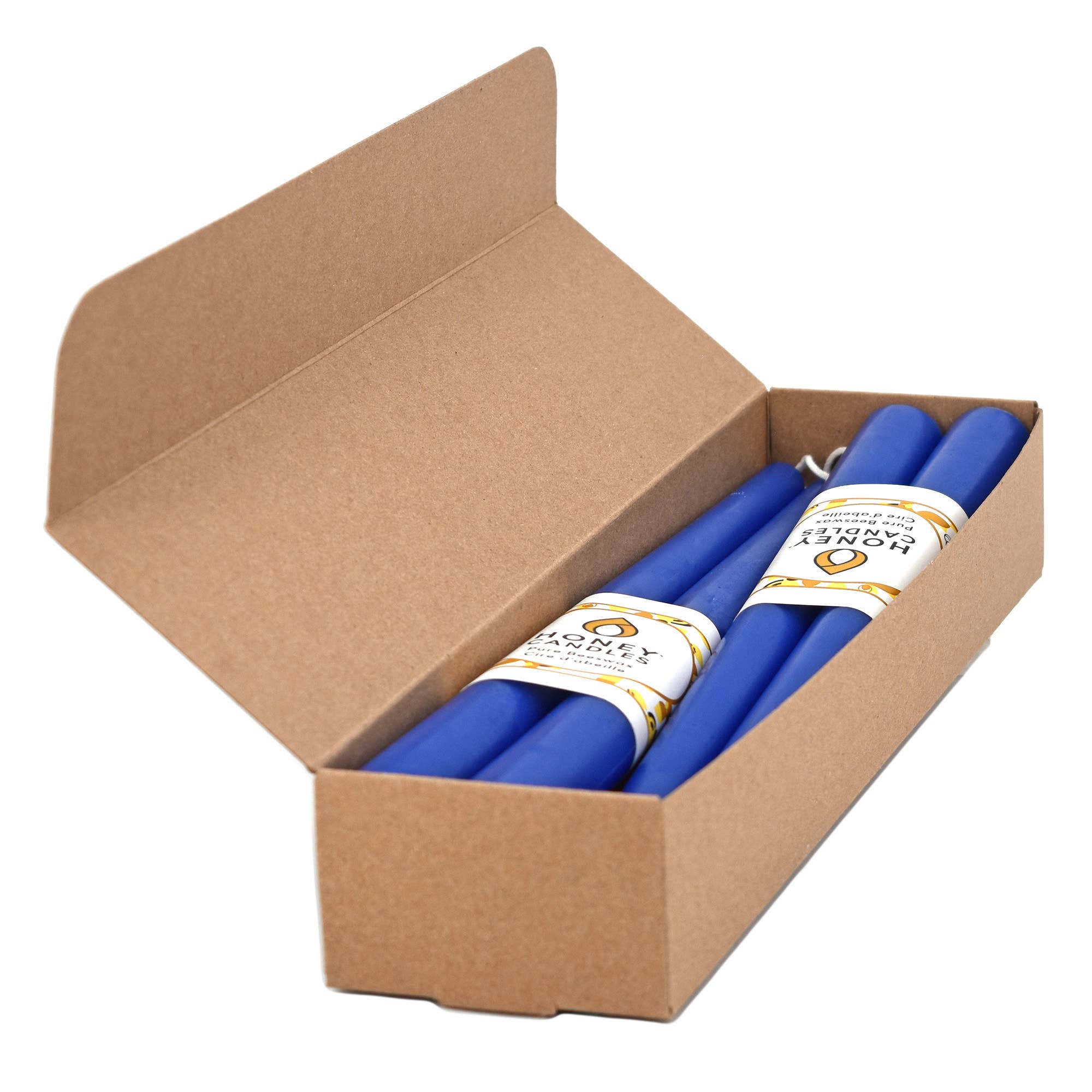 Honey Candles - Wholesale Tapered Candle/Candlestick - Beeswax Candlesticks 12" Taper Pair- Blue2