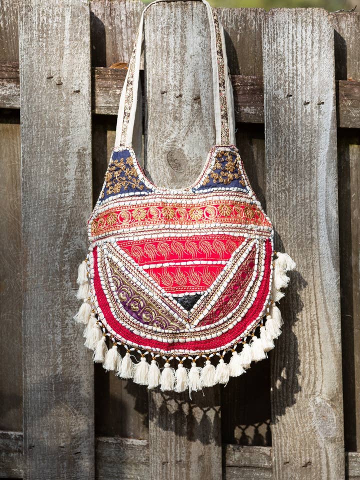 Boho Bloom Patchwork Hippie Shoulder Bag for wholesale by Sacred Threads