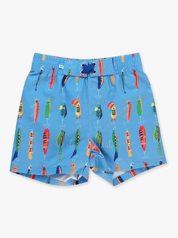 Blue Boys Gone Fishin Swim Trunks for wholesale on Faire