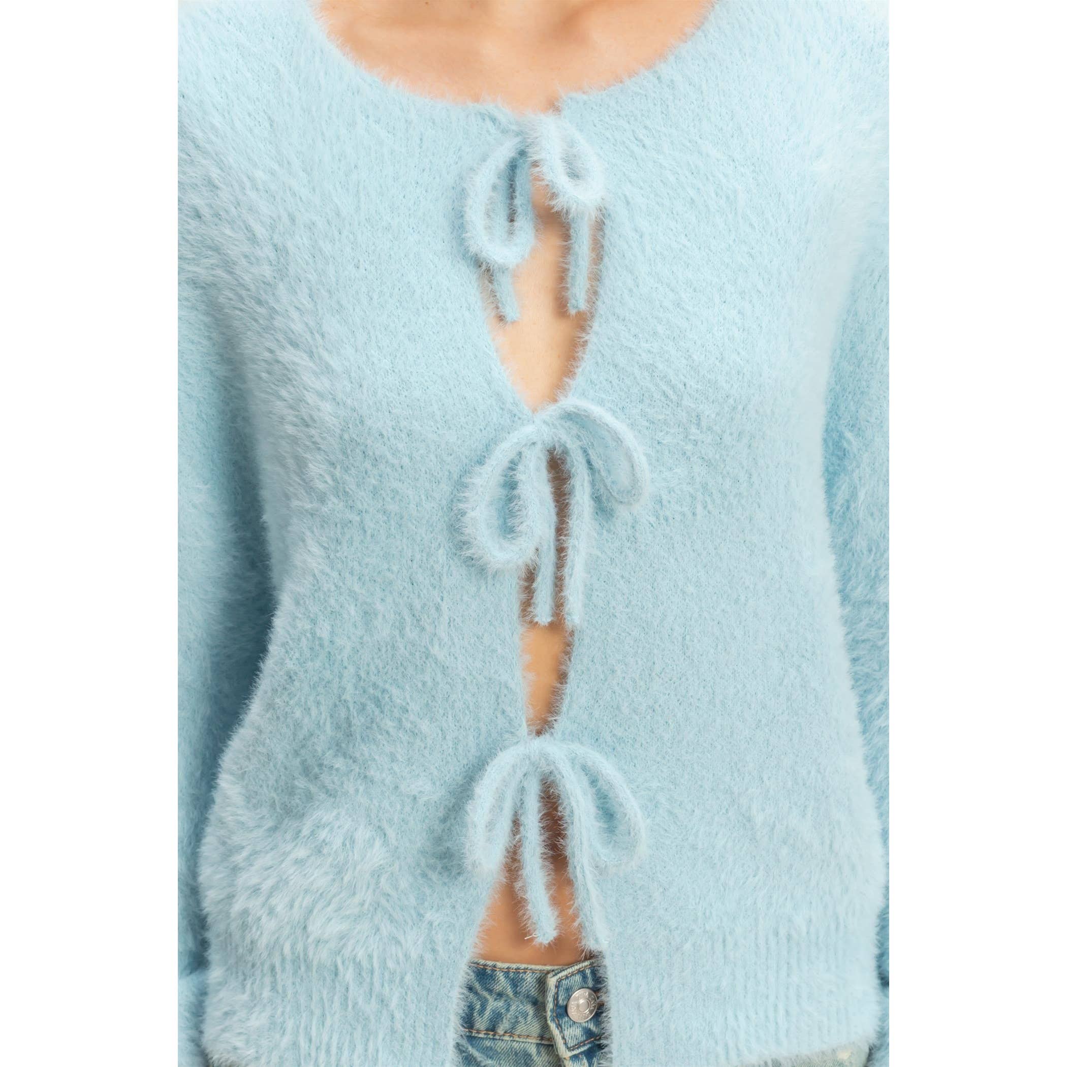 HYFVE - Wholesale Cardigan - Women's - Fuzzy Sweater With Unique Front Ties3
