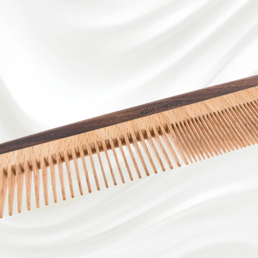 Koh-I-Noor - Wholesale Haarborstel/kam - Legno Beuken en Kotibe Hout Brede en Dichte Tanden Kam2