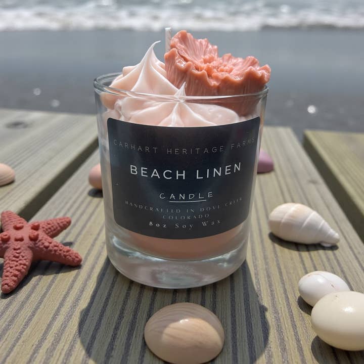 Beach Linen Candle for wholesale by Carhart Heritage Farms