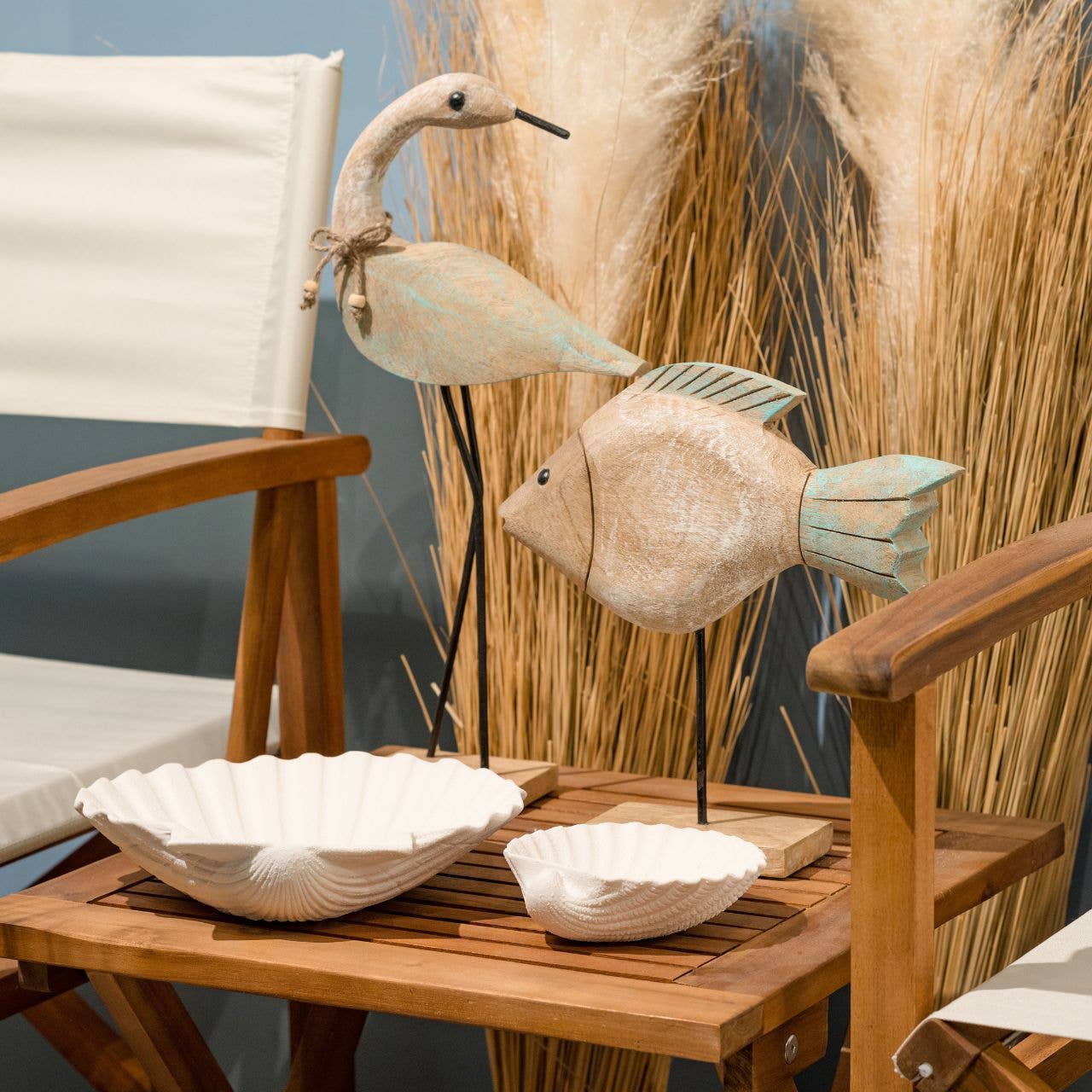 Wurm - Wholesale Decorative Figurine - Stork stand made of natural mango wood, green (W/H/D) 21x42x7cm1