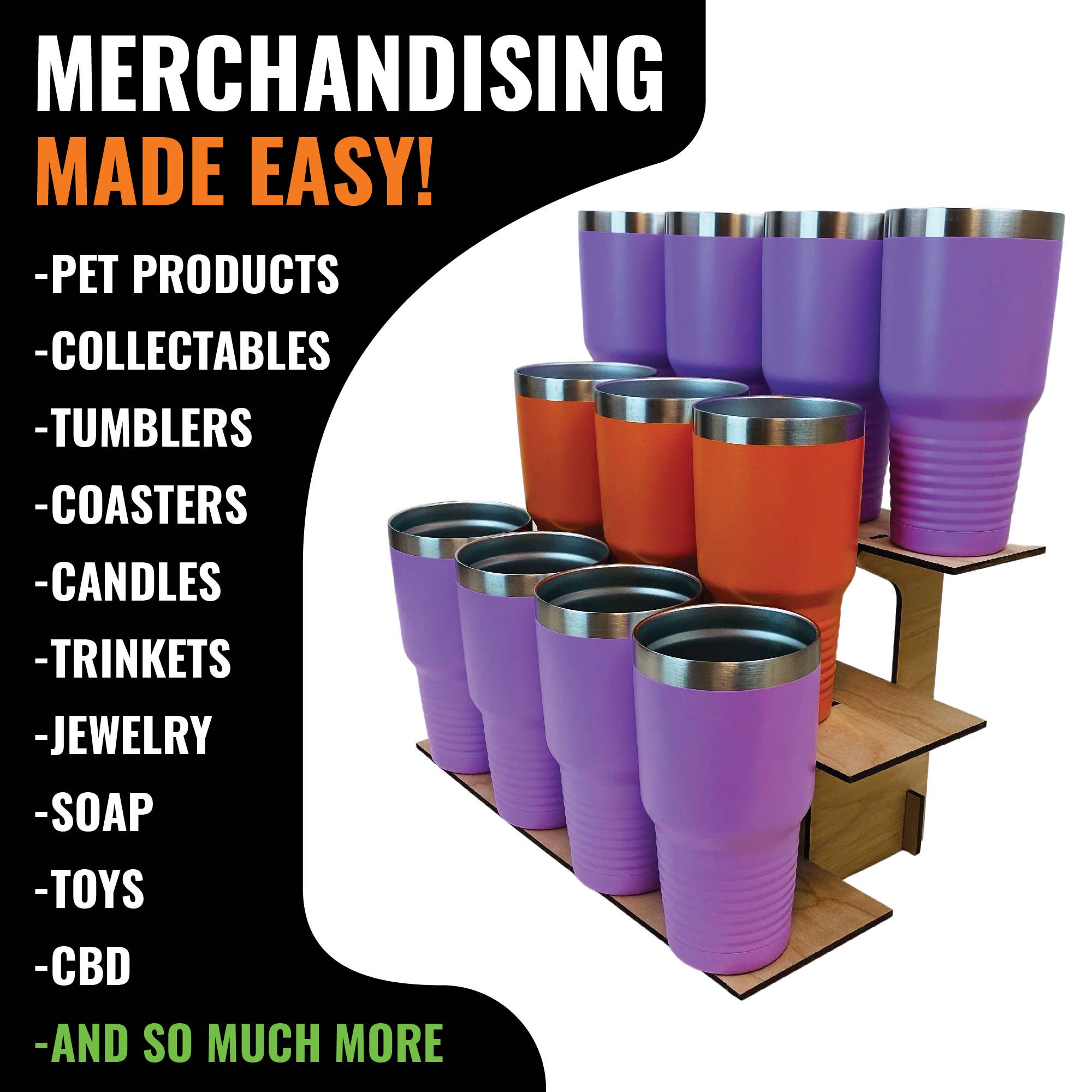 Torched Displays - Wholesale Retailer Display Stand/Case - 3-Tier Retail Table Display Straight Stand with Shelves10
