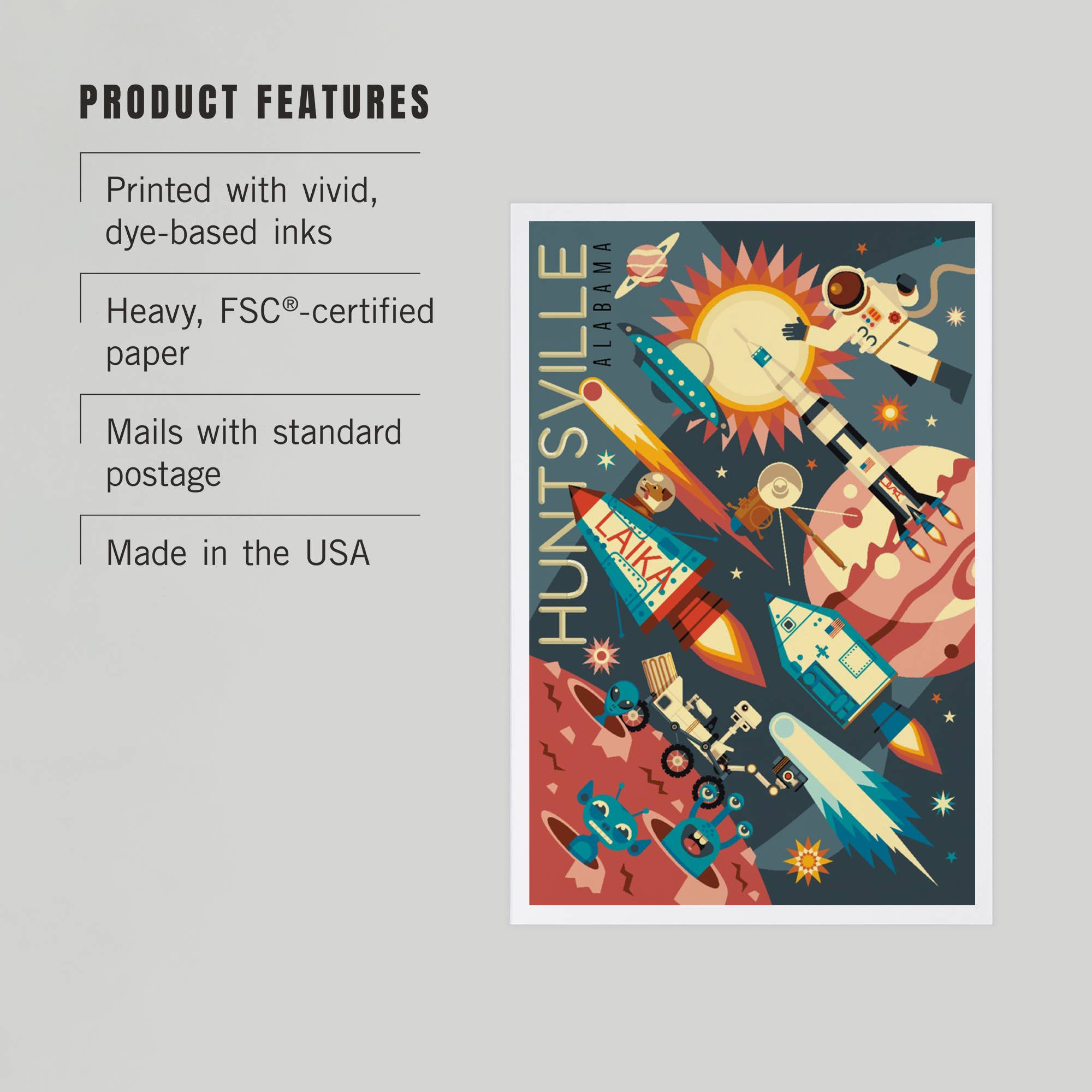 Lantern Press - Venta al por mayor Tarjeta postal - TARJETAS POSTALES PREMIUM Huntsville, Alabama, Space Geometric2