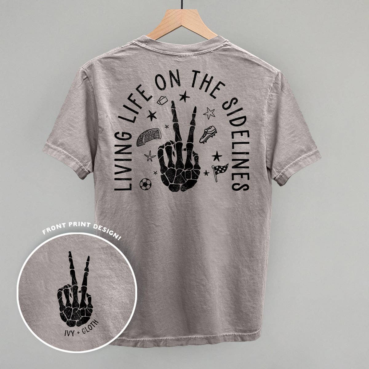 Ivy + Cloth - Wholesale Screen Printed T-Shirt - Women's - Living Life On The Sidelines Soccer (Back Print)2