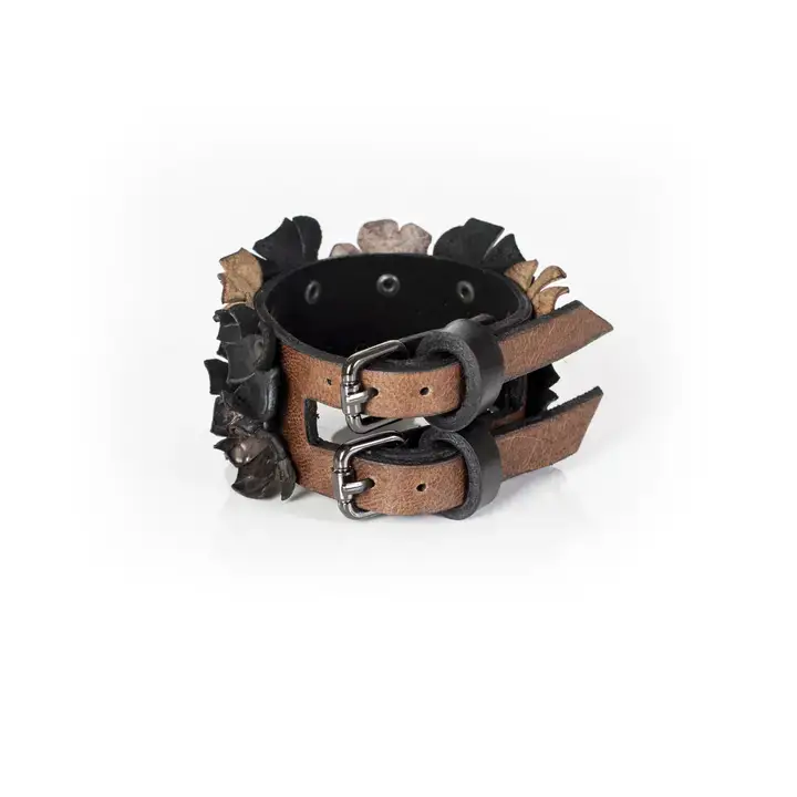 The Dark - Wholesale Cuff Bracelet - The Bloom Sculpted Leather Flower Cuff2