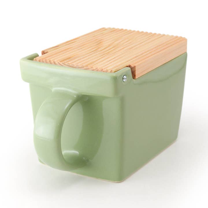 ZERO JAPAN USA - Wholesale Salt & Pepper Shaker Set - Bee House Ceramic Salt Box With Wooden Lid - Artichoke0