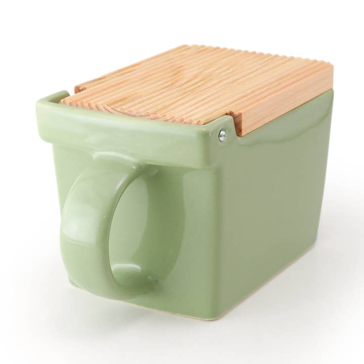 Bee House Ceramic Salt Box With Wooden Lid - Artichoke for wholesale by ZERO JAPAN USA