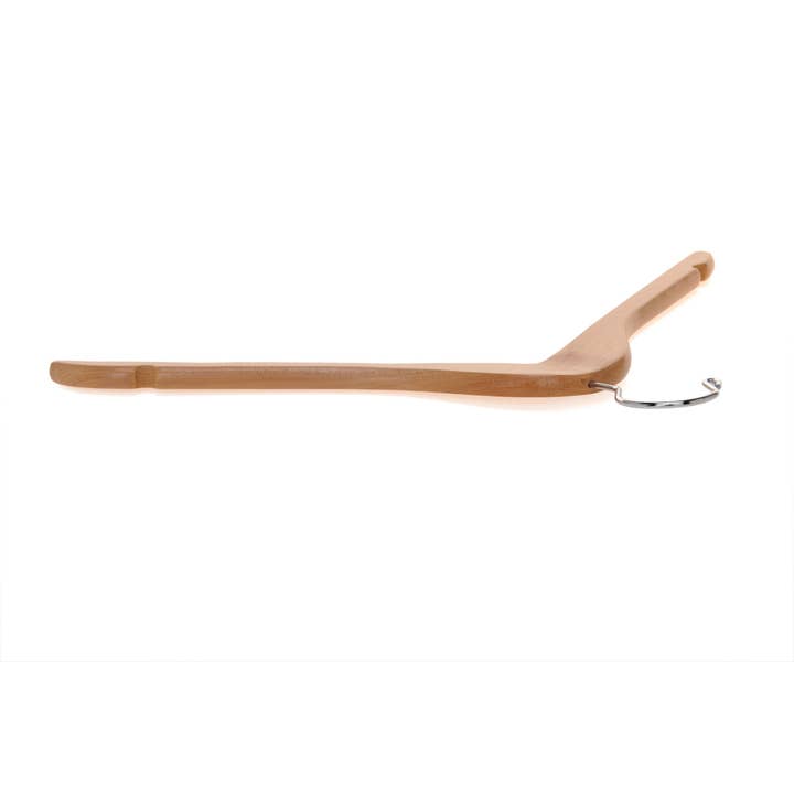 Quality Hangers - Wholesale Clothes Hangers - W031 Semi Curved Wooden Hangers, 17.5" Natural - 80 Hangers7