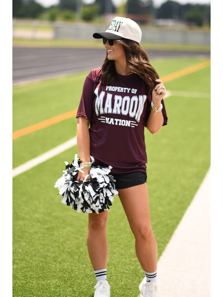 Property of Maroon and White Tee for wholesale on Faire1
