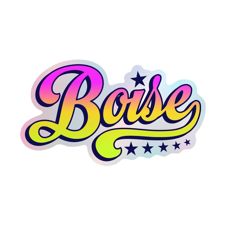 Boise Cumbia Holographic Vinyl Sticker for wholesale by Erica Alfaro Designs