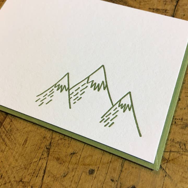 Green Bird Press - Wholesale Everyday Greeting Card - Mountains Letterpress Gift Enclosure Card1