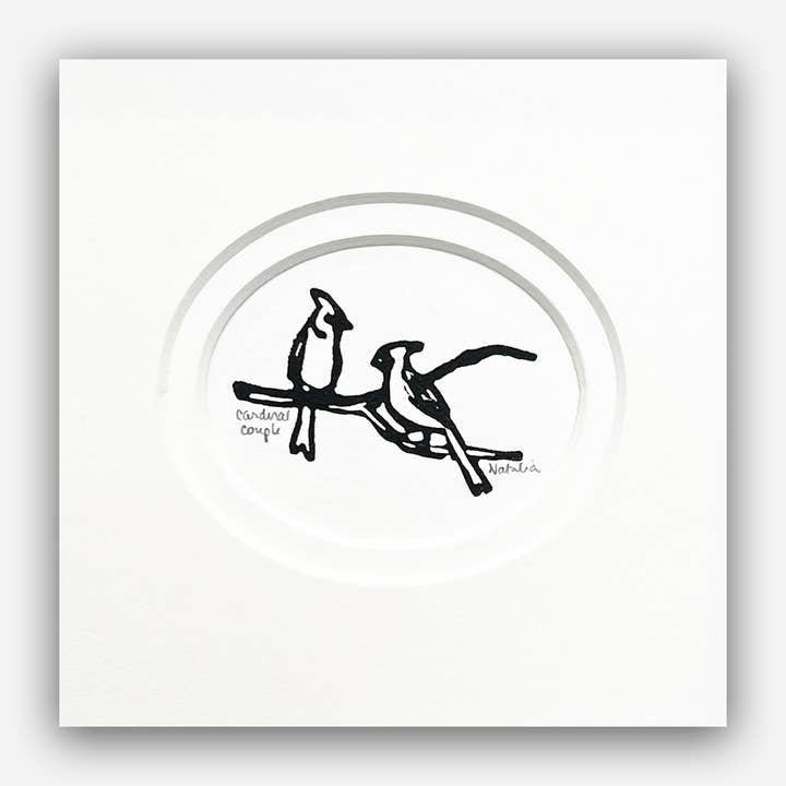 Mini Cardinal Couple Impression sur Bloc Originale pour la vente par Peninsula Prints