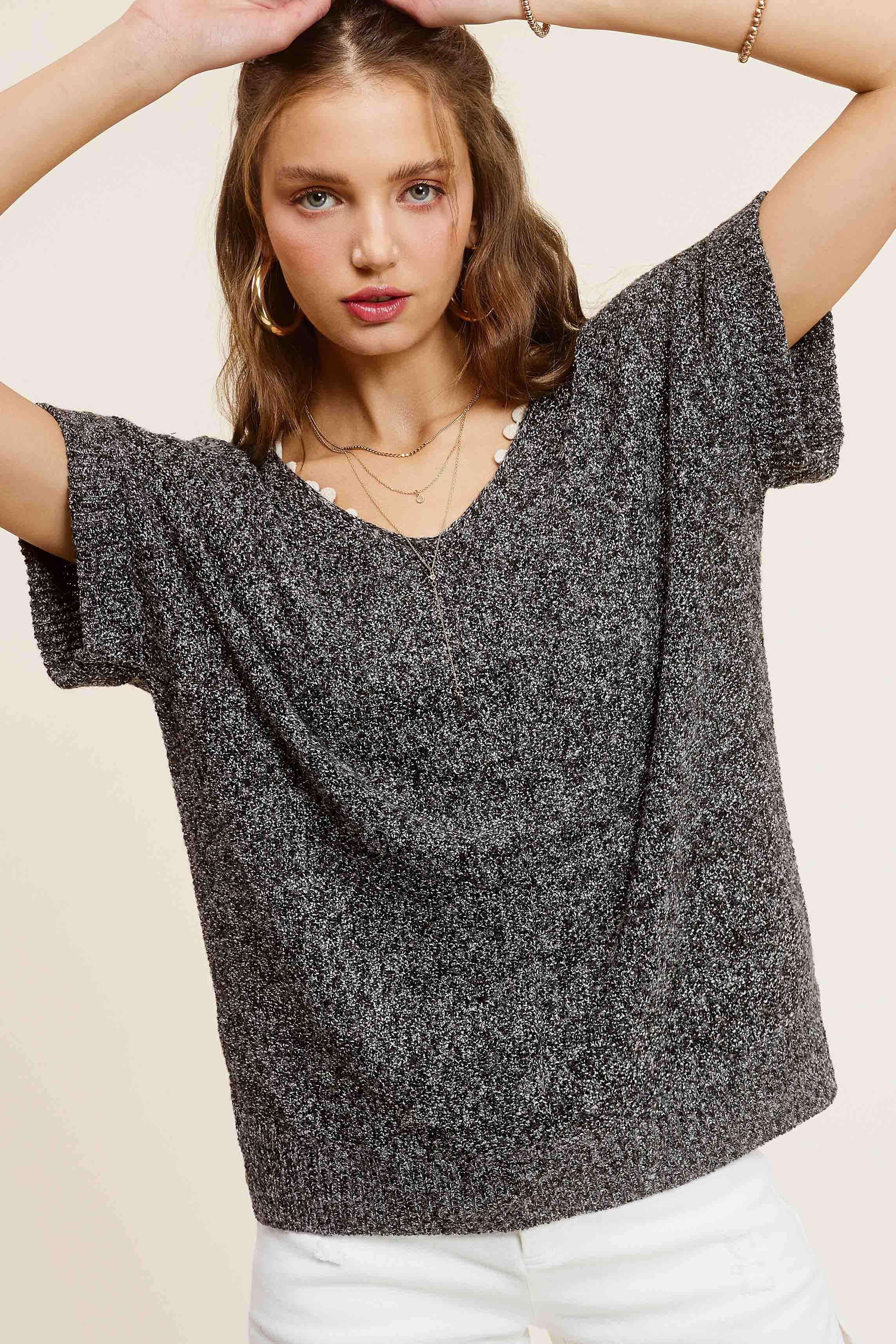 La Miel - Wholesale Knit Sweater - Women's - MCS3580-Soft Lightweight Loose Fit Textured Pullover Sweater19