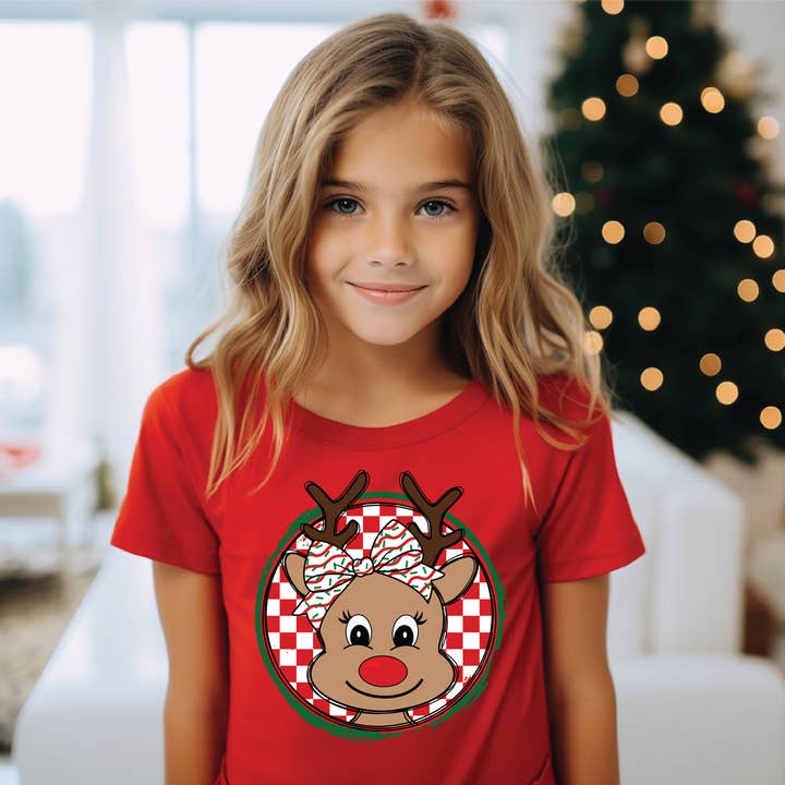 Southern Attitude Designs Inc - Wholesale Screen Printed T-Shirt - Kids - Girl Reindeer