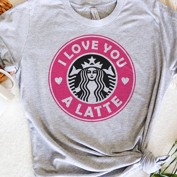 House Of Rodan - Vendita all'ingrosso Maglietta stampata - Donna - Ti Amo Un Sacco Caffè Logo Rosa - Maglietta di San Valentino