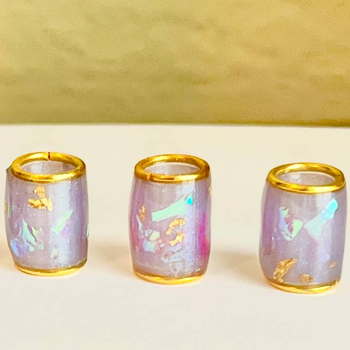 elevated loc jewelry - Wholesale Hair Accessories Set - Women's - Pink Dichroic Style Loc Bead Set of 5 4