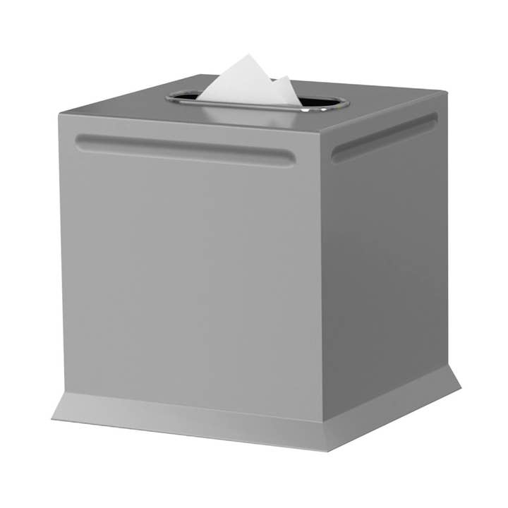 Newport Stainless Steel & Pewter Square Tissue Box for wholesale by nu steel