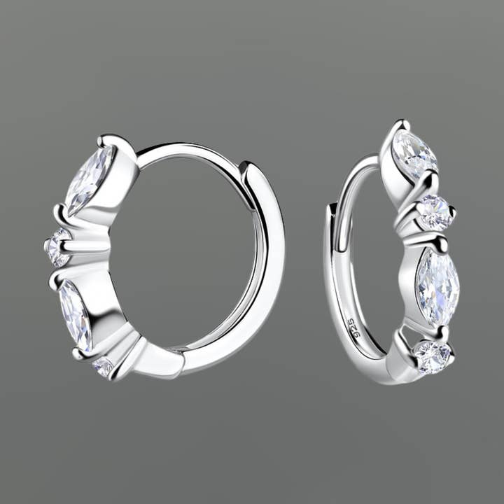 Multishaped CZ Cluster Huggies for wholesale by Something Silver