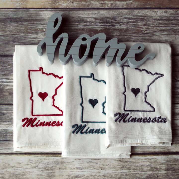 SewMuchMoreStore - Wholesale Tea Towel - State Tea Towel - Dark Teal - Embroidered Floursack Towel1