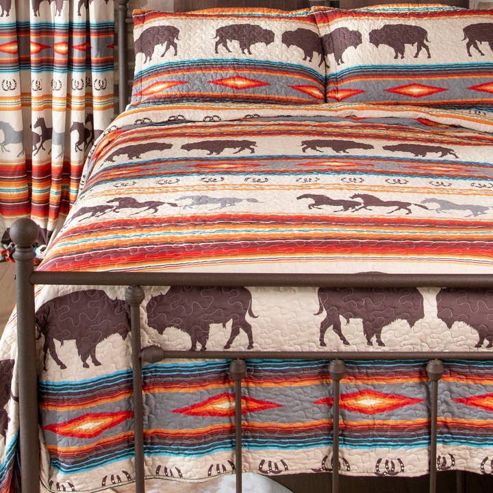 Linen Mart - Wholesale Bedding Set - Western Stripe Quilt Set