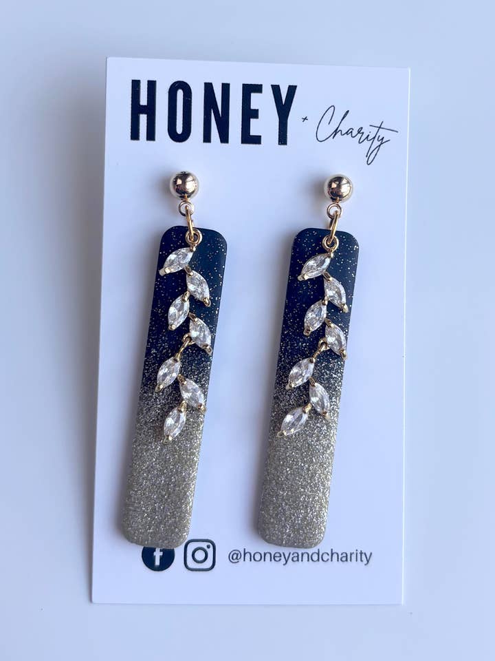 Ombré Sparkle Long Dangles for wholesale by Honey & Charity Earrings