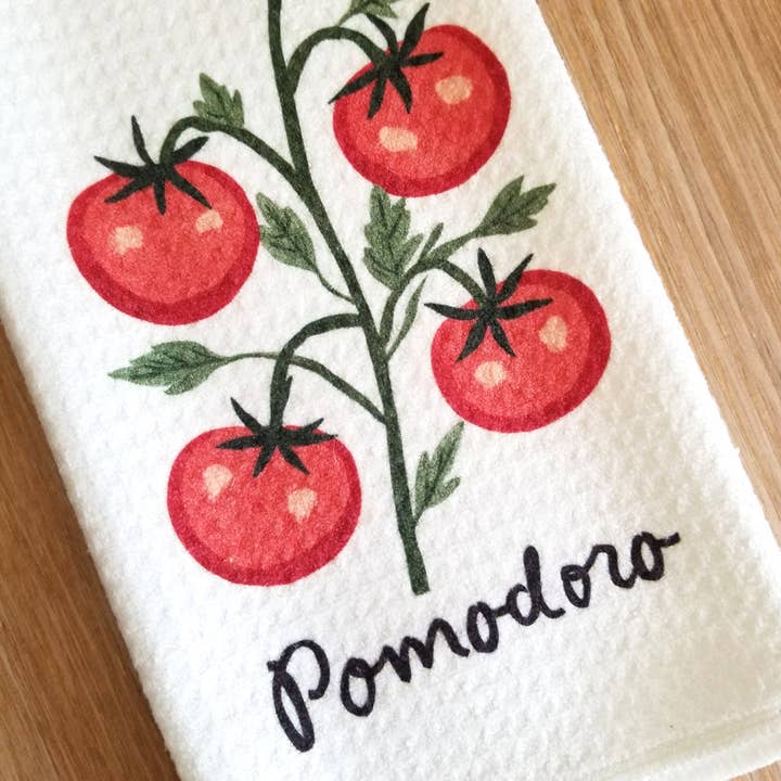 Tomato Tea Towel for wholesale by Firefly Paper Studio, LLC