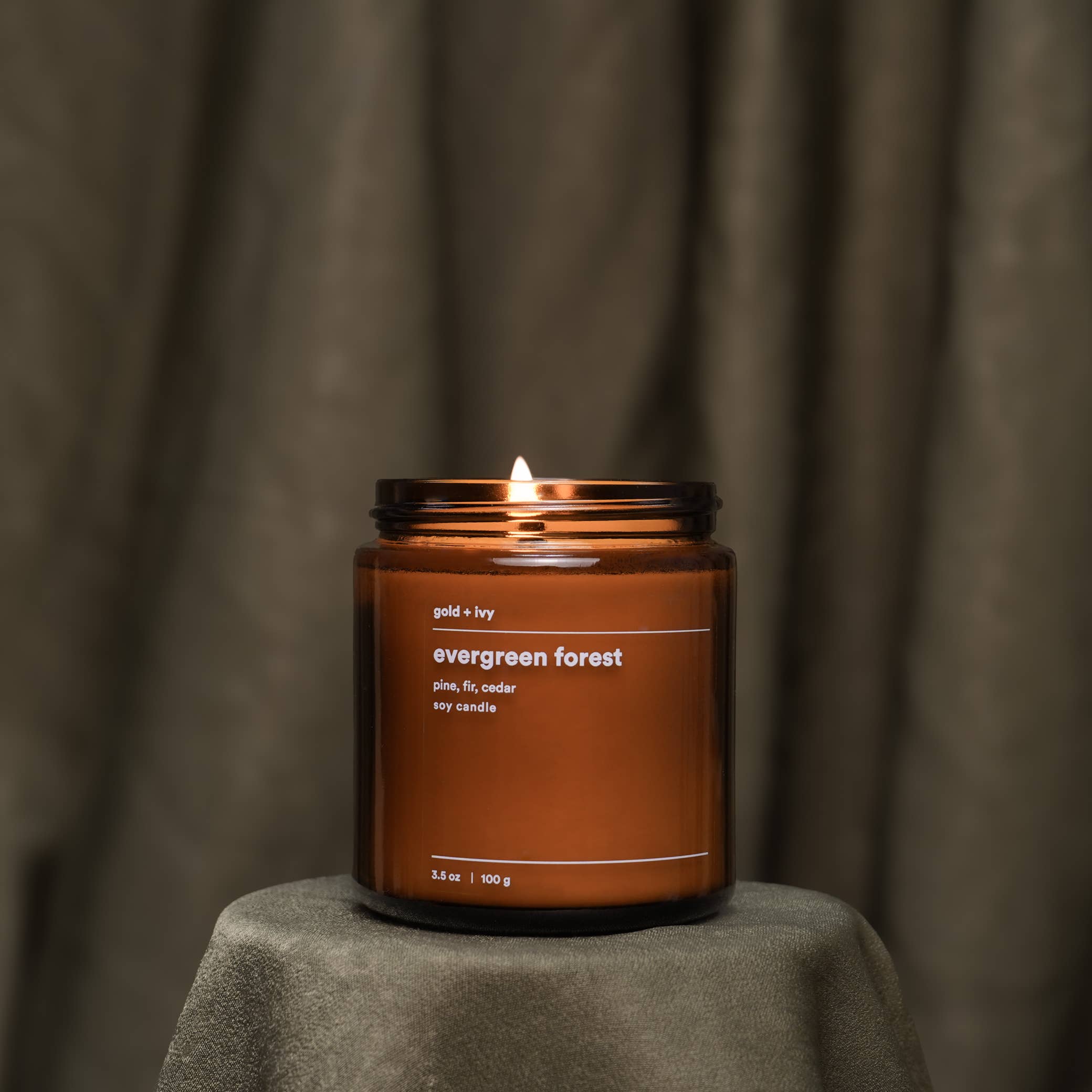 gold + ivy - Vente Bougie en bocal - bougie en cire de soja forêt sempervirente - sapin, pin, cèdre6